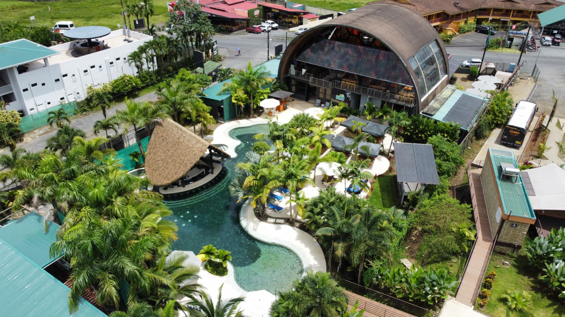 Aerial view of the pool and Kenko Bar & Grill